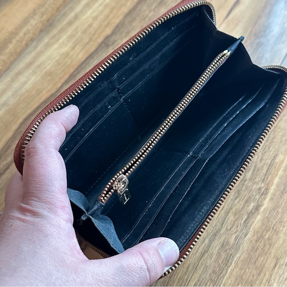 Rebecca Minkoff Brown Leather Wallet, Zippered, Studded, FLAWED - Picture 4 of 8